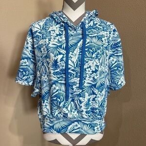 IVORY ELLA Cropped Floral Short Sleeved Hoodie, EUC!